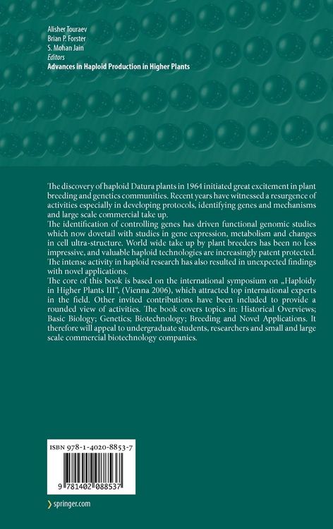 Produktbild: Advances in Haploid Production in Higher Plants