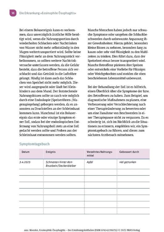Produktbild: Eosinophile &Ouml;sophagitis - Der Ern&auml;hrungsleitfaden