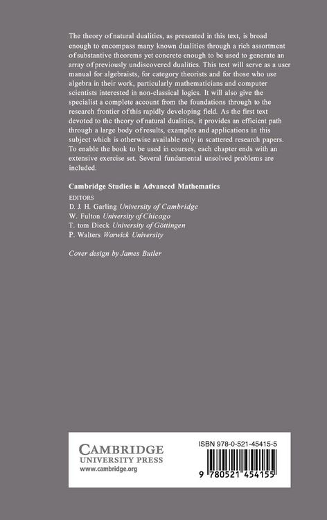 Produktbild: Natural Dualities for the Working Algebraist