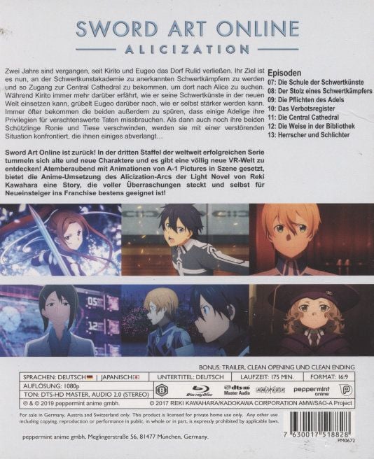Produktbild: Sword Art Online - Alicization 3. Staffel - Blu-ray 2 (Episode 07-12)