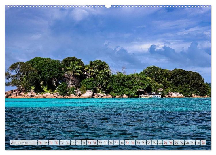 Produktbild: Inseln, Licht und Meer - die Seychellen (Wandkalender 2026 DIN A2 quer), CALVENDO Monatskalender