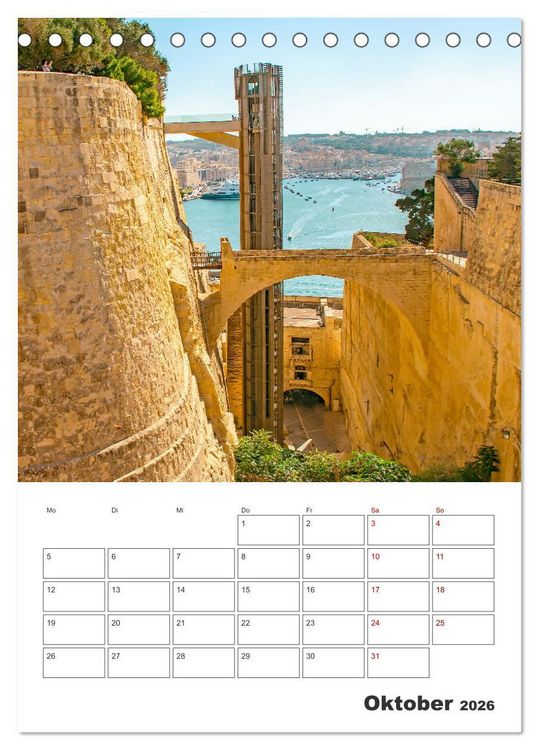 Produktbild: Valletta - K&uuml;stenstadt mit Charme (Tischkalender 2026 DIN A5 hoch), CALVENDO Monatskalender