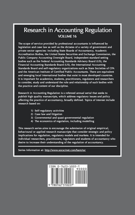 Produktbild: Research in Accounting Regulation