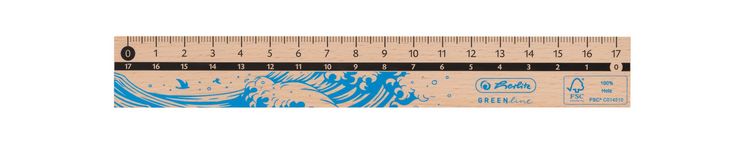 Produktbild: Herlitz Lineal 17cm GREENline aus Holz sortiert, 1 St&uuml;ck