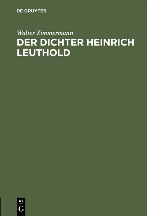 Produktbild: Der Dichter Heinrich Leuthold
