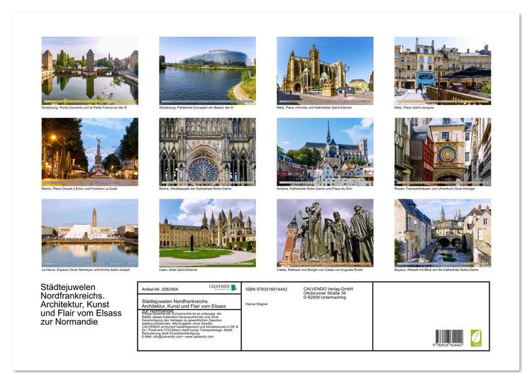 Produktbild: St&auml;dtejuwelen Nordfrankreichs. Architektur, Kunst und Flair vom Elsass zur Normandie (Wandkalender 2026 DIN A2 quer), CALVENDO Monatskalender