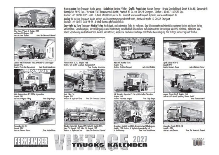 Produktbild: Vintage Trucks Kalender 2027