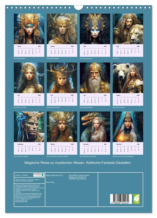 Produktbild: Magische Reise zu mystischen Wesen. Keltische Fantasie-Gestalten (Wandkalender 2026 DIN A3 hoch), CALVENDO Monatskalender