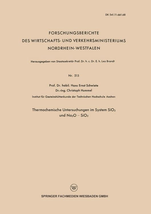 Produktbild: Thermochemische Untersuchungen im System SiO2 und Na2O - SiO2