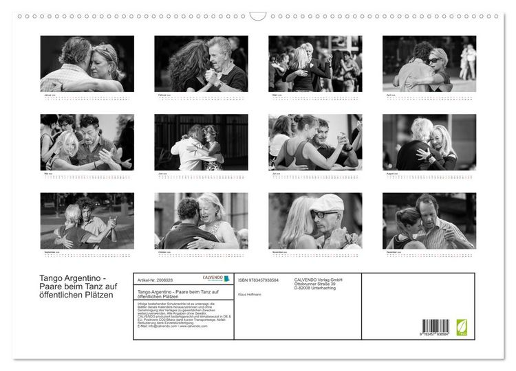 Produktbild: Tango Argentino - Paare beim Tanz auf &ouml;ffentlichen Pl&auml;tzen (Wandkalender 2026 DIN A2 quer), CALVENDO Monatskalender