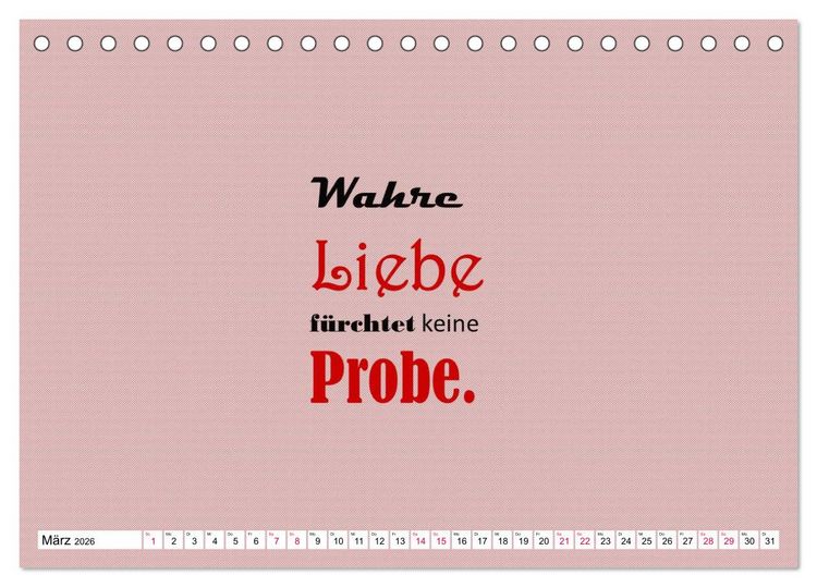Produktbild: Zitate und Spr&uuml;che In Sachen LIEBE (Tischkalender 2026 DIN A5 quer), CALVENDO Monatskalender