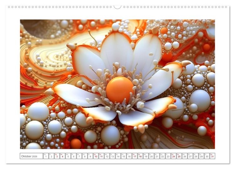 Produktbild: Eleganz in Gold und Orange (hochwertiger Premium Wandkalender 2026 DIN A2 quer), Kunstdruck in Hochglanz