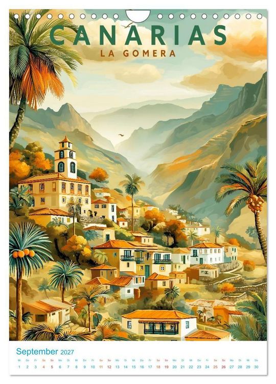 Produktbild: Kanarische Inseln - Old School Poster Style (Wandkalender 2027 DIN A4 hoch), CALVENDO Monatskalender