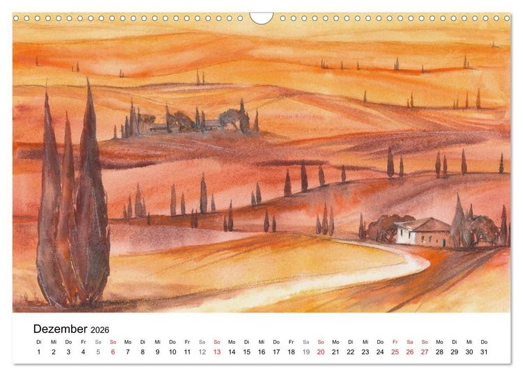 Produktbild: Toskana Aquarelle (Wandkalender 2026 DIN A3 quer), CALVENDO Monatskalender