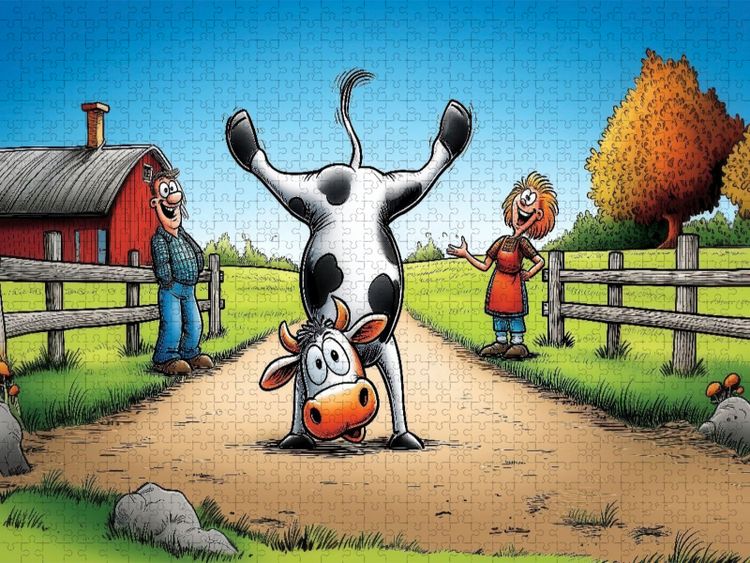 Produktbild: CALVENDO Puzzle Kuh im Handstand | 1000 Teile Lege-Gr&ouml;&szlig;e 64x48cm Foto-Puzzle f&uuml;r gl&uuml;ckliche Stunden