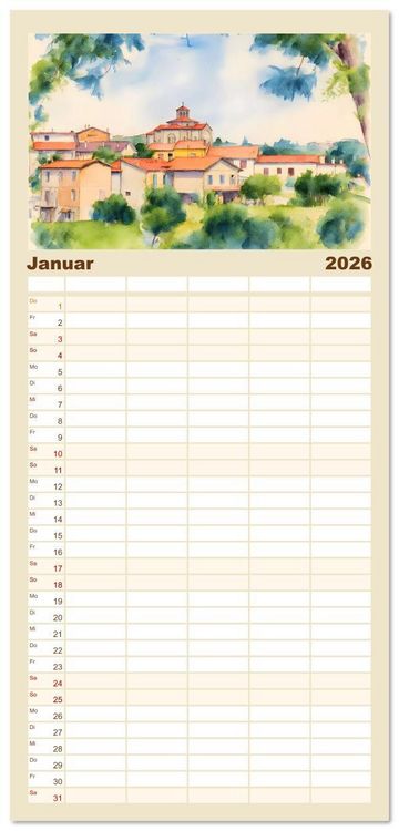 Produktbild: Familienplaner 2026 - Idylle im Latium mit 5 Spalten (Wandkalender, 21 x 45 cm) CALVENDO