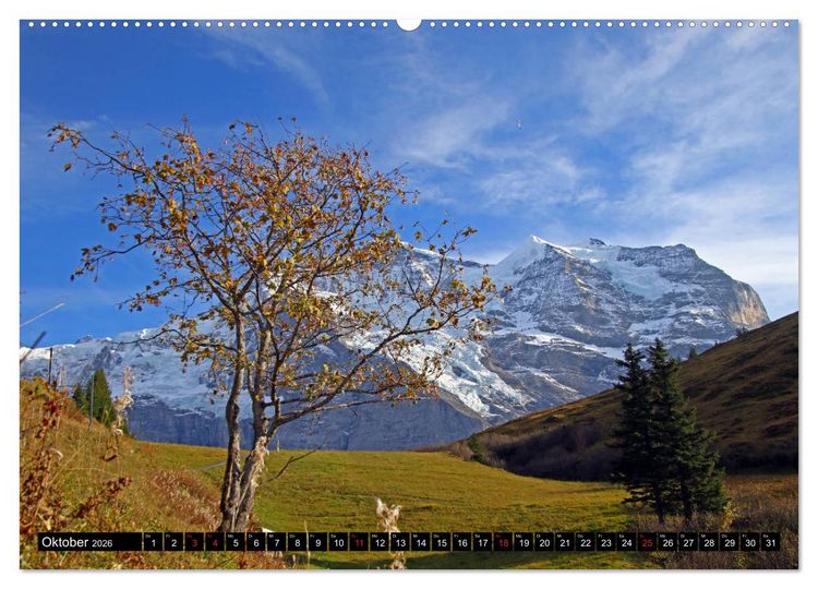 Produktbild: Das Dreigestirn im Berner Oberland. Eiger, M&ouml;nch und Jungfrau (hochwertiger Premium Wandkalender 2026 DIN A2 quer), Kunstdruck in Hochglanz