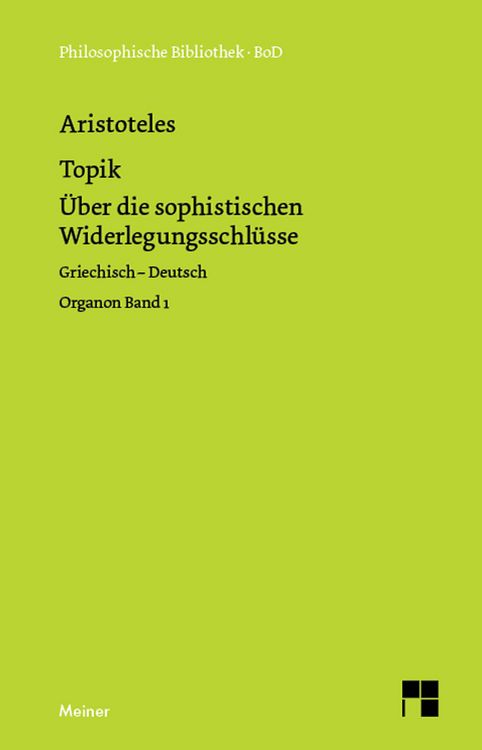 Produktbild: Topik, neuntes Buch oder &Uuml;ber die sophistischen Widerlegungsschl&uuml;sse