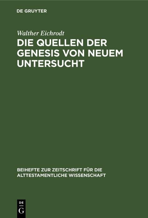 Produktbild: Die Quellen der Genesis von neuem untersucht