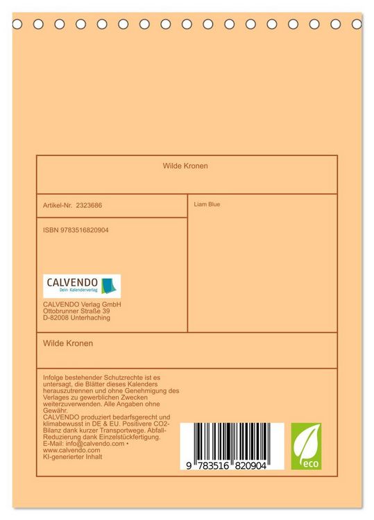 Produktbild: Wilde Kronen (Tischkalender 2027 DIN A5 hoch), CALVENDO Monatskalender