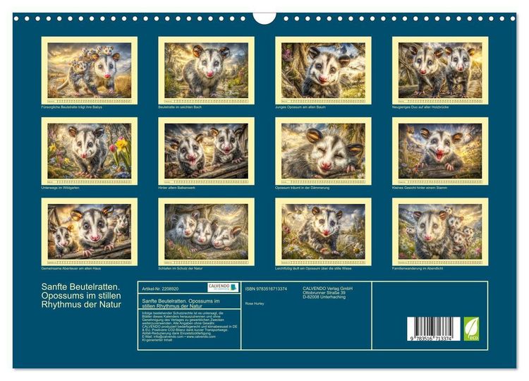 Produktbild: Sanfte Beutelratten. Opossums im stillen Rhythmus der Natur (Wandkalender 2026 DIN A3 quer), CALVENDO Monatskalender