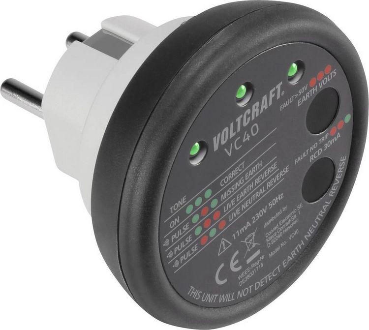 Produktbild: VOLTCRAFT VC40 Steckdosentester CAT II 300V