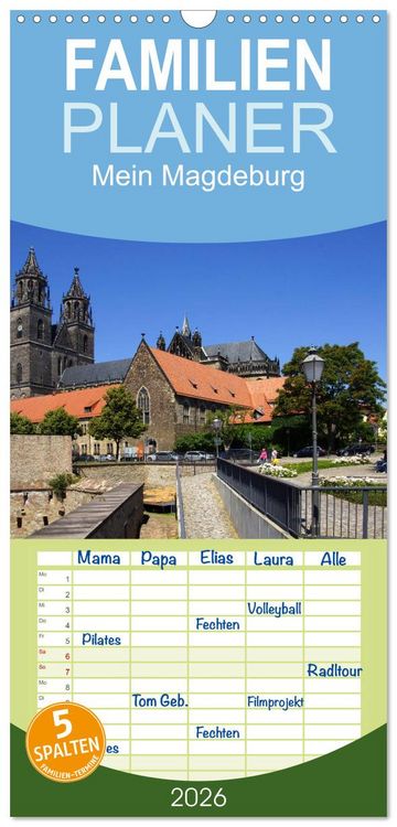 Produktbild: Familienplaner 2026 - Mein Magdeburg 2026 mit 5 Spalten (Wandkalender, 21 x 45 cm) CALVENDO