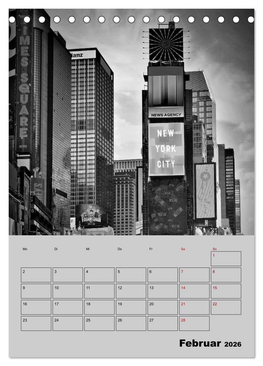 Produktbild: NEW YORK CITY Monochrome Stadtansichten (Tischkalender 2026 DIN A5 hoch), CALVENDO Monatskalender