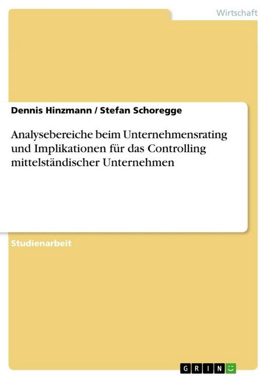 Produktbild: Analysebereiche beim Unternehmensrating und Implikationen f&uuml;r das Controlling mittelst&auml;ndischer Unternehmen