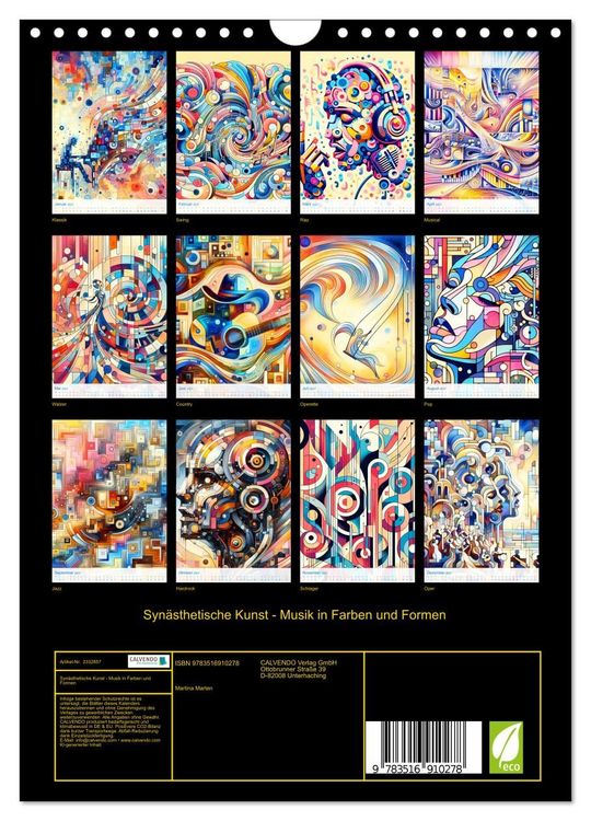 Produktbild: Syn&auml;sthetische Kunst - Musik in Farben und Formen (Wandkalender 2027 DIN A4 hoch), CALVENDO Monatskalender