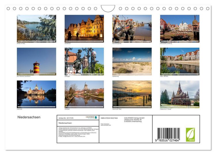 Produktbild: Niedersachsen (Wandkalender 2026 DIN A4 quer), CALVENDO Monatskalender