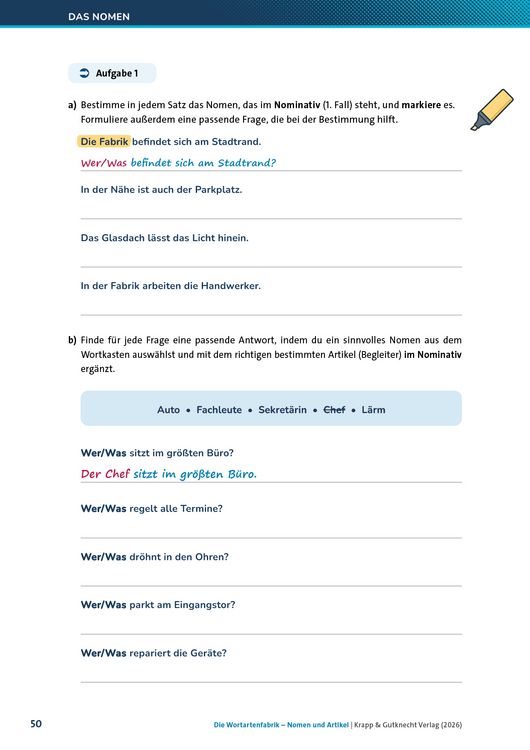 Produktbild: Die Wortartenfabrik &ndash; Nomen und Artikel &ndash; Lehrerheft