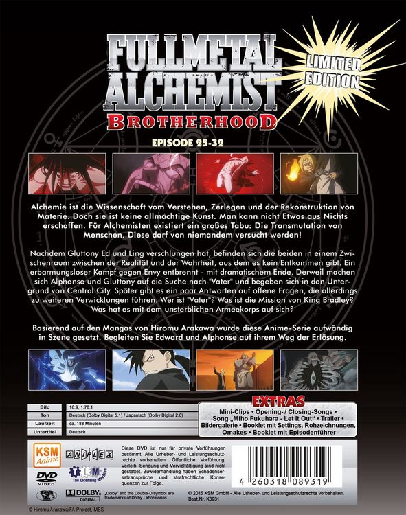 Produktbild: Fullmetal Alchemist - Brotherhood Vol. 4/Episode 25-32 [LE] [2 DVDs]