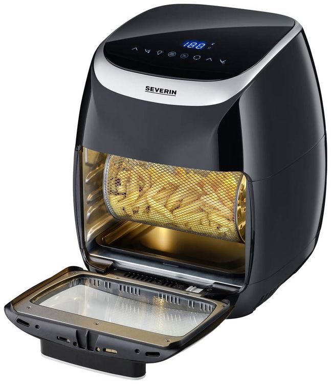 Produktbild: Severin FR 2446 Fritteuse 11l 2000W Hei&szlig;luft-Funktion, &Uuml;berhitzungsschutz Schwarz/Silber