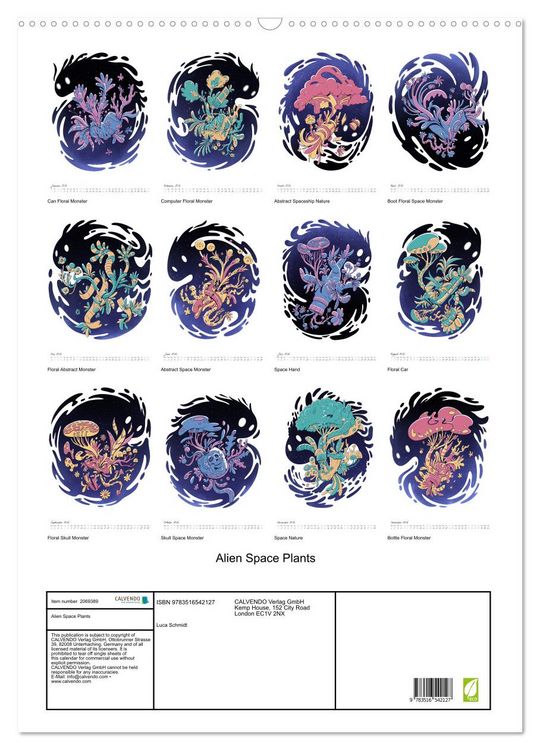 Produktbild: Alien Space Plants (Wall Calendar 2026 DIN A2 portrait), CALVENDO 12 Month Wall Calendar