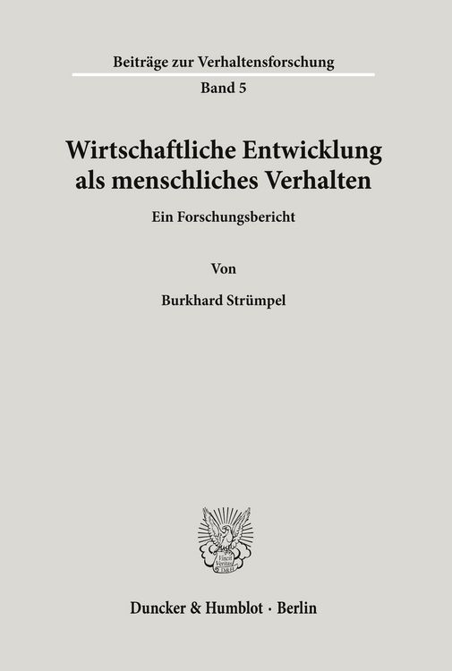 Produktbild: Wirtschaftliche Entwicklung als menschliches Verhalten.