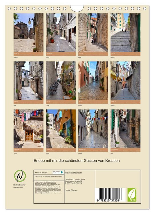 Produktbild: Erlebe mit mir die sch&ouml;nsten Gassen von Kroatien (Wandkalender 2026 DIN A4 hoch), CALVENDO Monatskalender