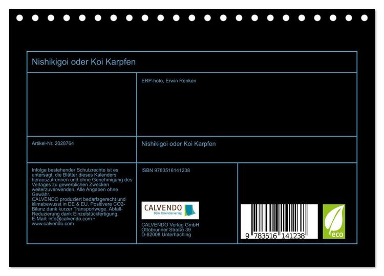 Produktbild: Nishikigoi oder Koi Karpfen (Tischkalender 2026 DIN A5 quer), CALVENDO Monatskalender