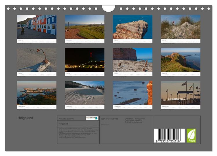 Produktbild: Helgoland (Wandkalender 2026 DIN A4 quer), CALVENDO Monatskalender