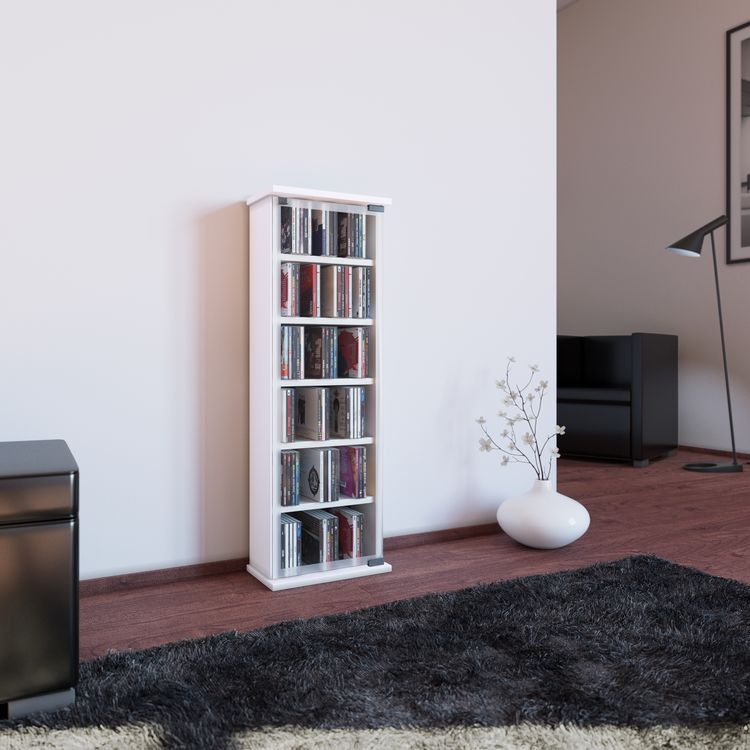 Produktbild: Holz CD DVD Stand Regal Schrank Classic Glast&uuml;r