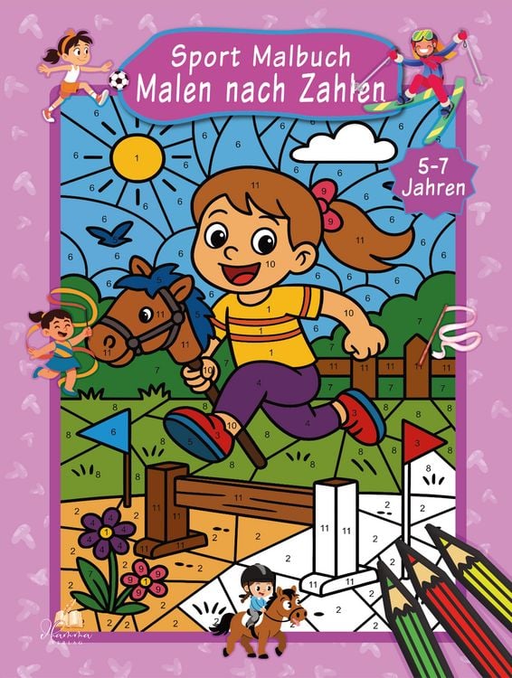 Produktbild: Malen nach Zahlen Sport Malbuch f&uuml;r M&auml;dchen ab 5&ndash;7 Jahren mit 50 Ausmalbildern
