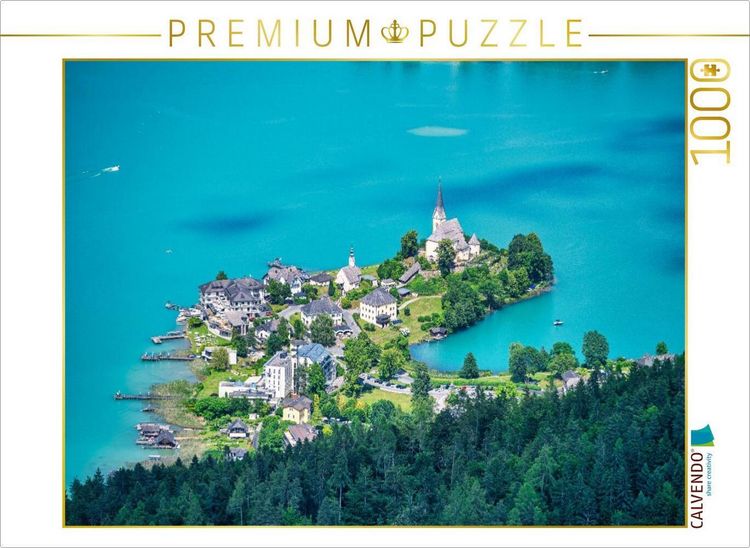 Produktbild: CALVENDO Puzzle Kirche Maria W&ouml;rth auf der Halbinsel im W&ouml;rthersee | 1000 Teile Lege-Gr&ouml;&szlig;e 64x48cm Foto-Puzzle f&uuml;r gl&uuml;ckliche Stunden