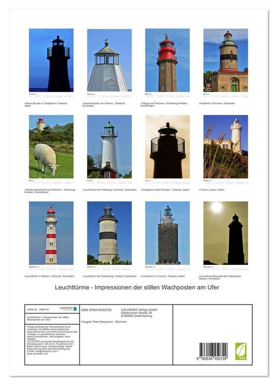 Produktbild: Leuchtt&uuml;rme - Impressionen der stillen Wachposten am Ufer (Wandkalender 2026 DIN A3 hoch), CALVENDO Monatskalender