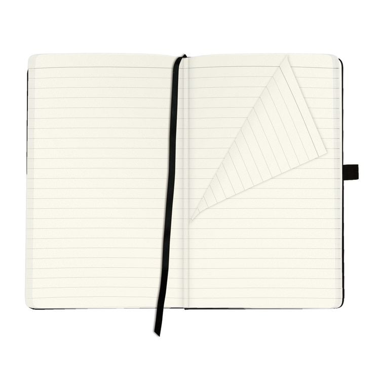 Produktbild: Herlitz Notizbuch Classic A5 96 Blatt liniert schwarz mit Leseband und Falttasche my.book
