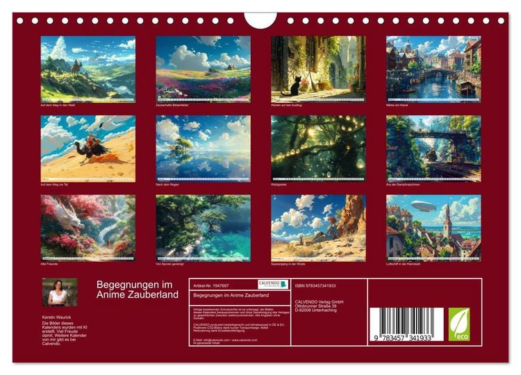 Produktbild: Begegnungen im Anime Zauberland (Wandkalender 2026 DIN A4 quer), CALVENDO Monatskalender