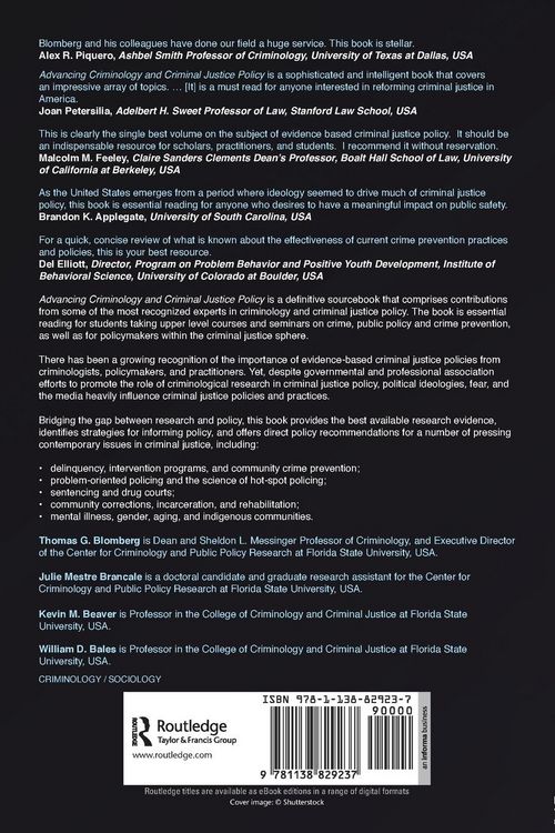 Produktbild: Advancing Criminology and Criminal Justice Policy
