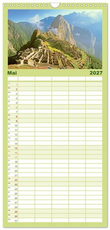Produktbild: Familienplaner 2027 - Peru: Natur mit Geschichte mit 5 Spalten (Wandkalender, 21 x 45 cm) CALVENDO