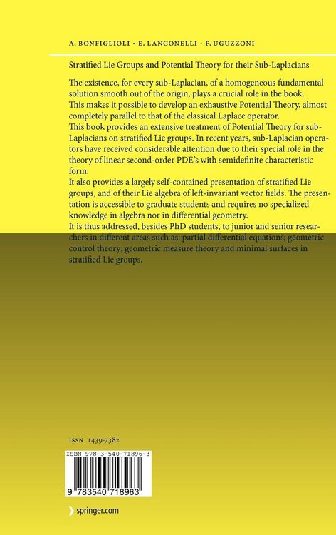 Produktbild: Stratified Lie Groups and Potential Theory for Their Sub-Laplacians