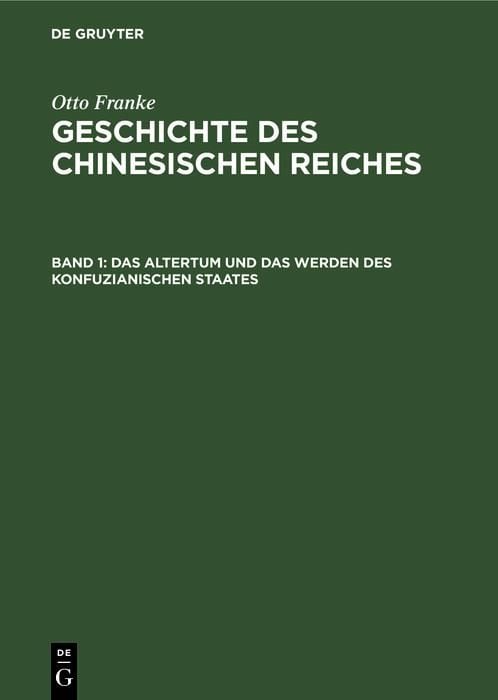 Produktbild: Das Altertum und das Werden des konfuzianischen Staates