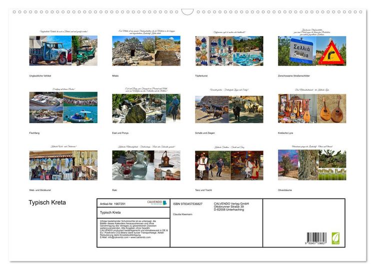 Produktbild: Typisch Kreta (Wandkalender 2026 DIN A2 quer), CALVENDO Monatskalender